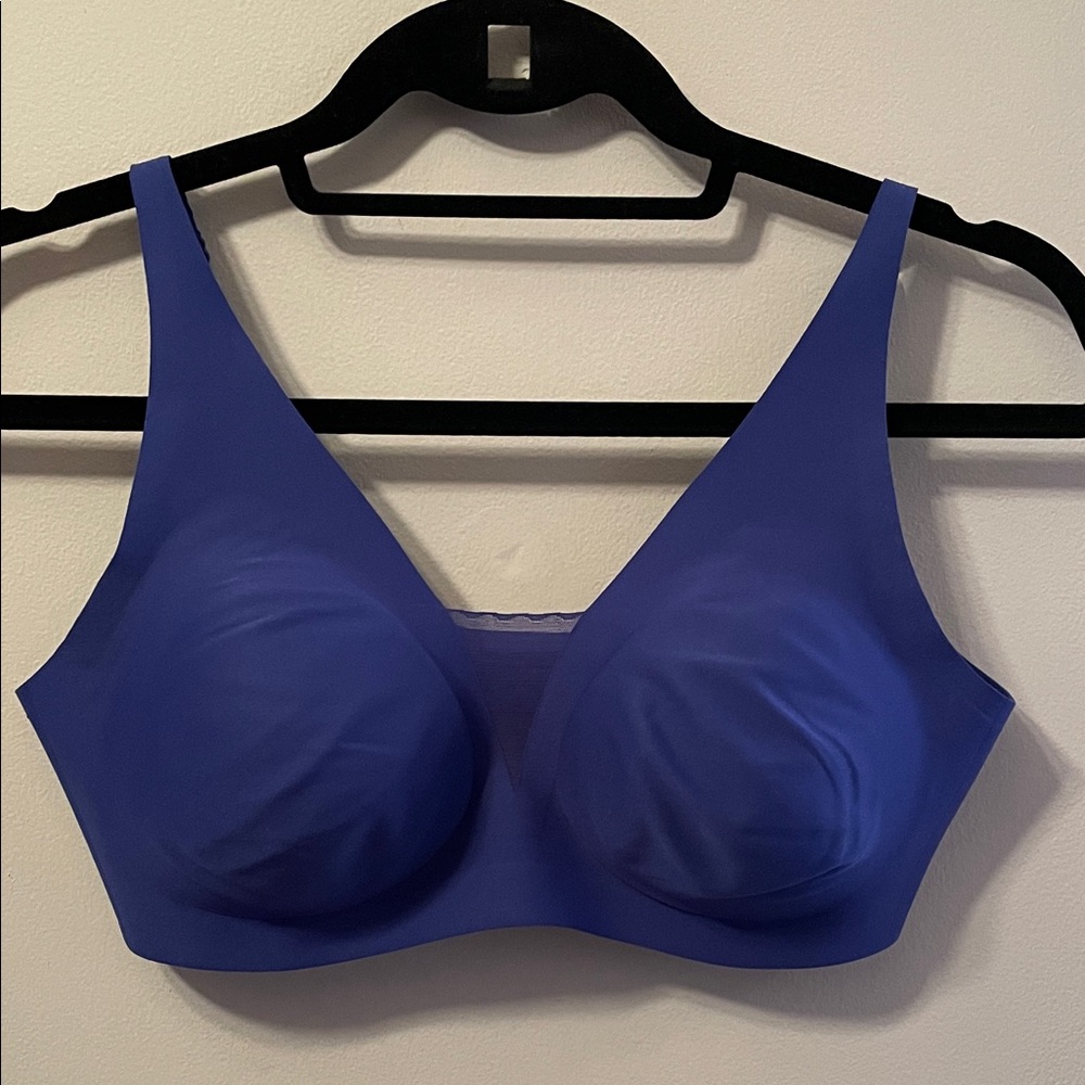 KNIX Electric Blue Wireless Comfortable Soft Cup Adjustable Bra w Mesh Insert